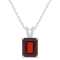 10x8mm Emerald Cut Garnet With Diamond Accents Rhodium Over Sterling
Silver Pendant with Chain
