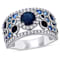 Dark Blue Sapphire and Diamond 14K White Gold Halo Ring 3.20ctw