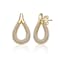 CZ Pave Raindrop Front-Facing Mini-Hoop Earrings In 14K Gold Over Brass