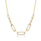 Clear Cubic Zirconia, 14k Gold Plated over Sterling Silver Elongated
Cable Link Chain Necklace