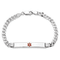Rhodium Over 14k White Gold Medical Red Enamel Flat Curb Link ID Bracelet