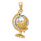 14k Yellow Gold and Rhodium Over 14k Yellow Gold 3D Moveable Textured
Globe Pendant