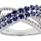 Tanzanite-Blue CZ Crossover Ring In Sterling Silver