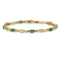14k Yellow Gold and Rhodium Over 14k Yellow Gold Diamond and Emerald Bracelet