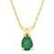 7x5mm Pear Shape Emerald 14k Yellow Gold Pendant With Chain