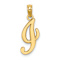 14k Yellow Gold Script Letter I Initial Pendant