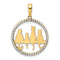 14K Two-tone Gold Diamond-Cut Cats Sitting on Bench Pendant