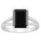 10x8mm Emerald Cut Black Onyx Rhodium Over Sterling Silver Ring