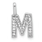 14K White Gold Diamond Letter M Initial Pendant