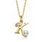 Initial K CZ And Pearl Pendant Necklace In 14K Gold Over Brass