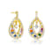 Multi-Color CZ Pear Shape Drop Earrings In 14K Gold Over Sterling Silver