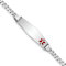 Rhodium Over 14k White Gold Medical Soft Diamond Shape Red Enamel Flat
Curb Link ID Bracelet