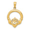 14k Yellow Gold Polished Claddagh Pendant