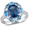 5.38ctwctw London, Swiss and Sky Blue Topaz Halo Ring in Sterling Silver