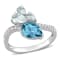 1.97ctw London Blue Topaz, Aquamarine And Diamond 14k White Gold Ring