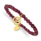 Yellow Stainless Steel Polished OM Purple Jade Stretch Bracelet
