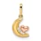 14K Two-tone Cubic Zirconia Moon with Heart Pendant