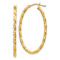14k Yellow Gold Diamond-cut 1 3/8" Oval Hoop Earrings