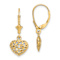 14k Yellow Gold Diamond-Cut and Textured Mini Puffed Heart Dangle Earrings