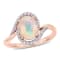 1ct Blue Ethiopian Opal And 0.14ctw Diamond 10k Rose Gold Halo Ring