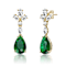 Emerald Color CZ Cluster Drop Earrings In 14K Gold Over Sterling Silver 19.29ctw
