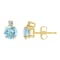 5mm Round Aquamarine with Diamond Accents 14k Yellow Gold Stud Earrings
