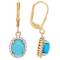 Turquoise And White Zircon Halo Dangle Earrings In 18K Gold Over
Sterling Silver 0.29ctw