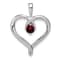 Rhodium Over 14k White Gold Garnet Heart Pendant