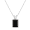 10x8mm Emerald Cut Black Onyx With Diamond Accents Rhodium Over Sterling
Silver Pendant with Chain