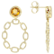 Golden Citrine And Link Earrings In 18K Gold Over Sterling Silver