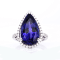 12.43 Ctw Tanzanite and 0.62 Ctw White Diamond Ring in 18K WG