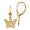 14k Yellow Gold Textured Butterfly Dangle Earrings