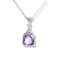 Rhodium Over Sterling Silver Octagon Amethyst and White Cubic Zirconia
Pendant With Chain