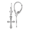 Rhodium Over 14k White Gold Textured Cross Dangle Earrings