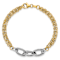 14K Two-tone Gold 7mm Diamond-Cut and Polished Fancy Link Bracelet