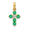 10k Yellow Gold and Rhodium Over 10k Yellow Gold 0.33 ctw Emerald and
Diamond Cross Pendant