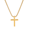Men's Polished Cross Pendant With Chain In 18K Yellow Gold Over
Stainless Steel