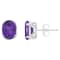 8x6mm Oval Amethyst Rhodium Over Sterling Silver Stud Earrings