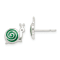 Sterling Silver Polished Green and Black Enameled Snail Post Earrings