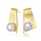 Brushed Finished Tapered Earrings With Freshwater Pearl Earrings In 14K
Gold Over Sterling Silver