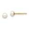 14K Yellow Gold 3-4mm White Button Freshwater Cultured Pearl Stud Post Earrings