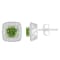 5mm Cushion Peridot 1/5 ctw Diamond Rhodium Over Sterling Silver Halo
Stud Earrings