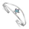 Rhodium Over Sterling Silver Blue Crystal Turtle Bangle