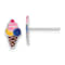 Rhodium Over Sterling Silver Enamel Kids Ice Cream Cone Post Earrings
