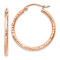 14k Rose Gold 1/1" Diamond-Cut Polished Hoop Earrings