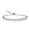 CZ Bolo Bracelet In White Rhodium Over Brass