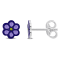 Children's Purple Flower Stud Earrings in Sterling Silver