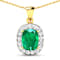 2.50ctw 14K Yellow Gold Zambian Emerald and White Diamond Pendant with
18 inch Cable Chain