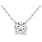 Round CZ Solitare Station Pendant Necklace in Rhodium Over Sterling Silver