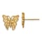 14K Yellow Gold Polished and Textured Butterfly Stud Earrings